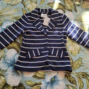 NWT Hanna Anderson Sweater/Blazer, Navy & White Stripe, Size 2 - 3.5 years